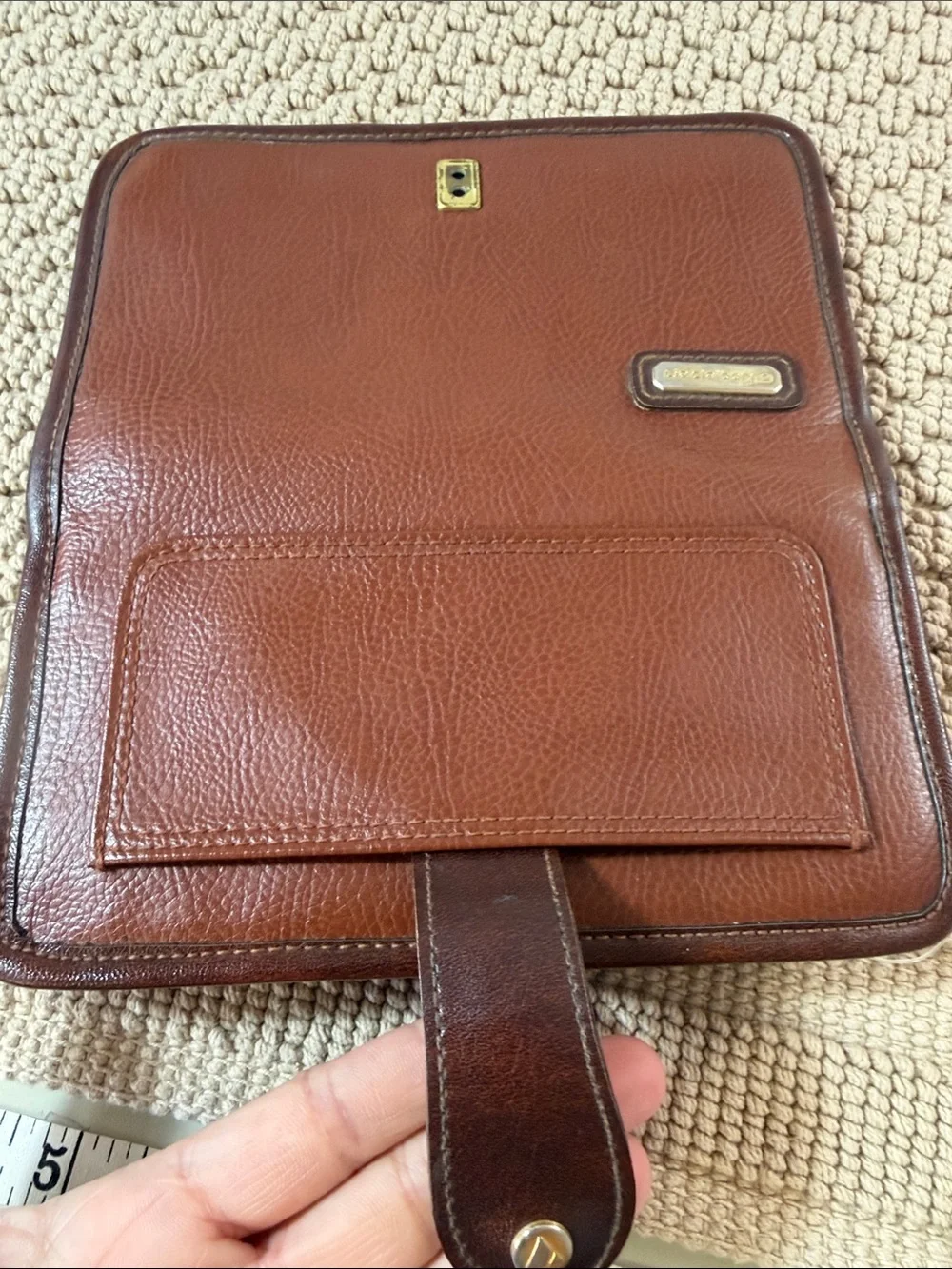 Vintage Liz Claiborne Brown Leather Checkbook Wallet Snap Closure